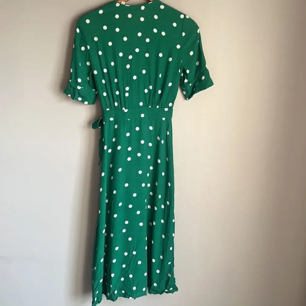 NEW & Other Stories Polka Dot Midi Wrap Dress - Picture 3 of 14